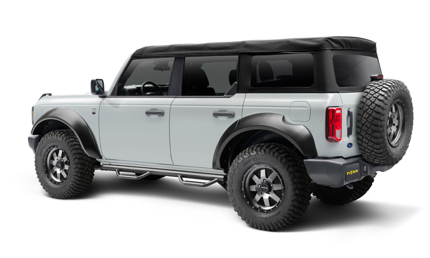 Nerf Step Bar Cab Length (2 Steps per Side) 21-25 Ford Bronco 4 Dr Gloss Black NFab