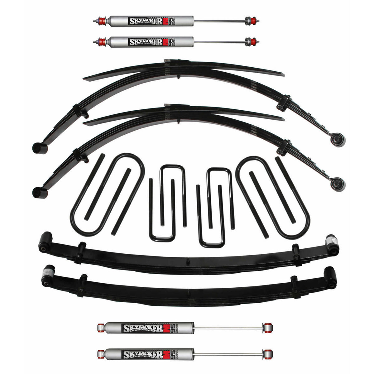 Suspension Lift Kit w/Shock M95 Performance Shocks 2 Inch Lift Incl. Front/Rear Leaf Springs Rear Block Front/Rear U Bolt Kits Spring Bushing Kit 73-78 Ford F-250 Skyjacker