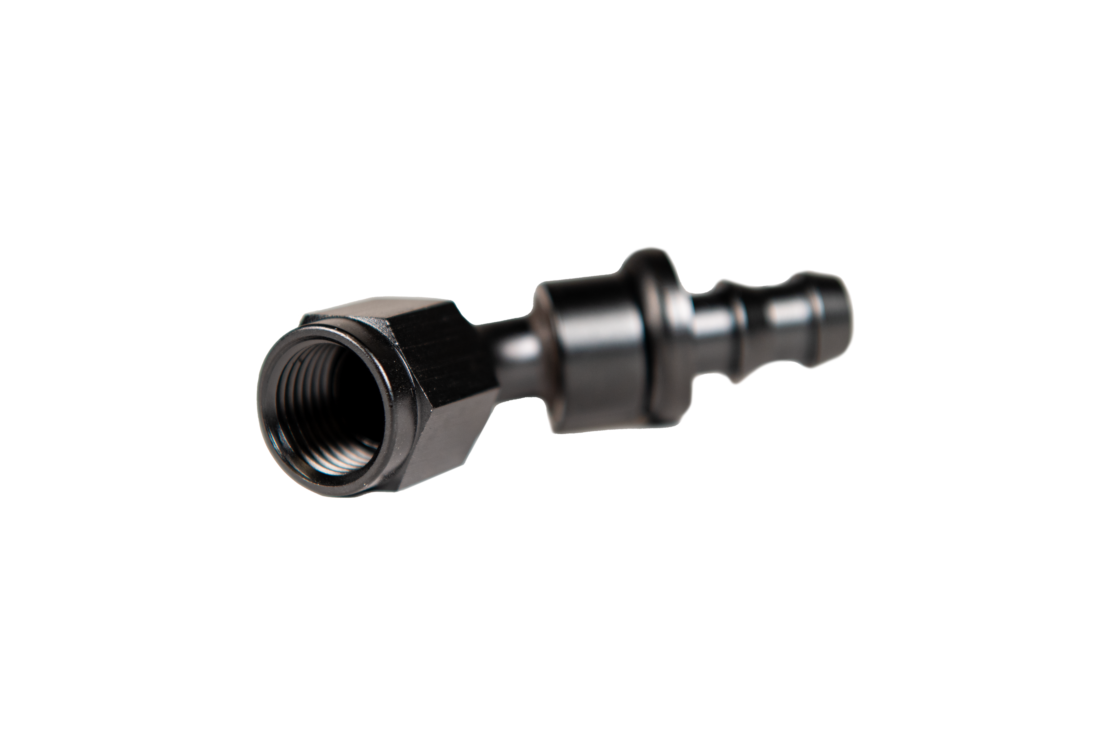 -6 45 Deg to Hose Barb Black Fleece Performance Fleece Performance