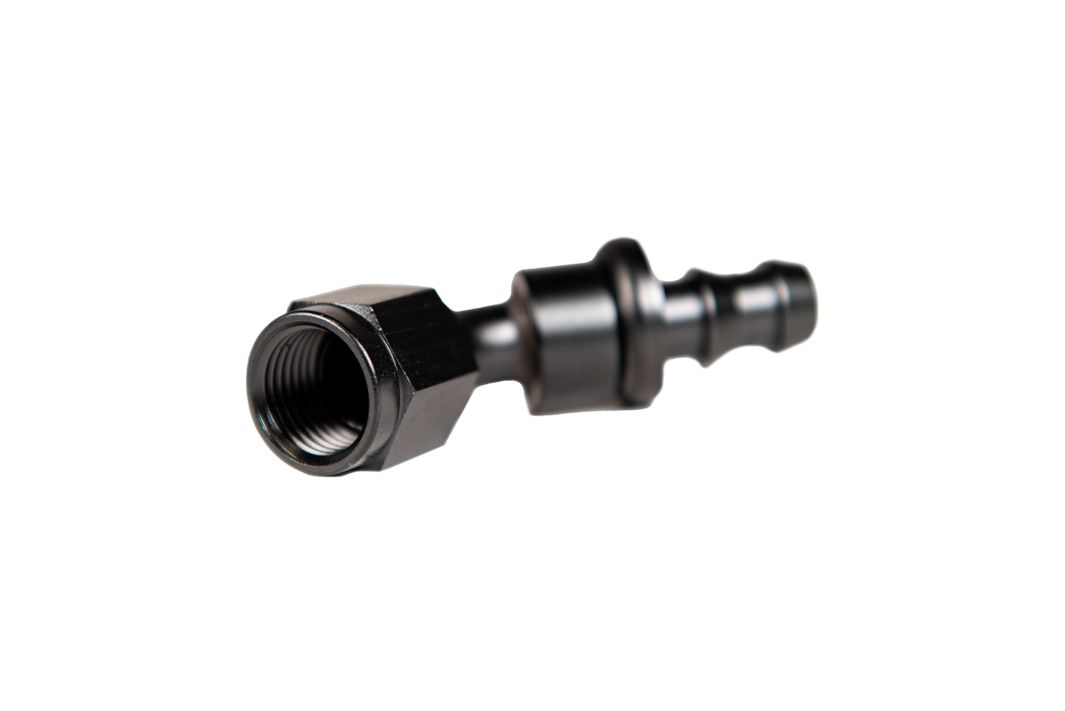 -8 45 Deg to Hose Barb Black Fleece Performance