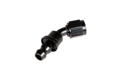-8 45 Deg to Hose Barb Black Fleece Performance