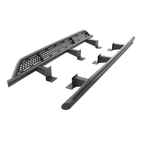 Frame Mounted Steel Rock Sliders Textured Black 2020-2025 Jeep Gladiator Go Rhino
