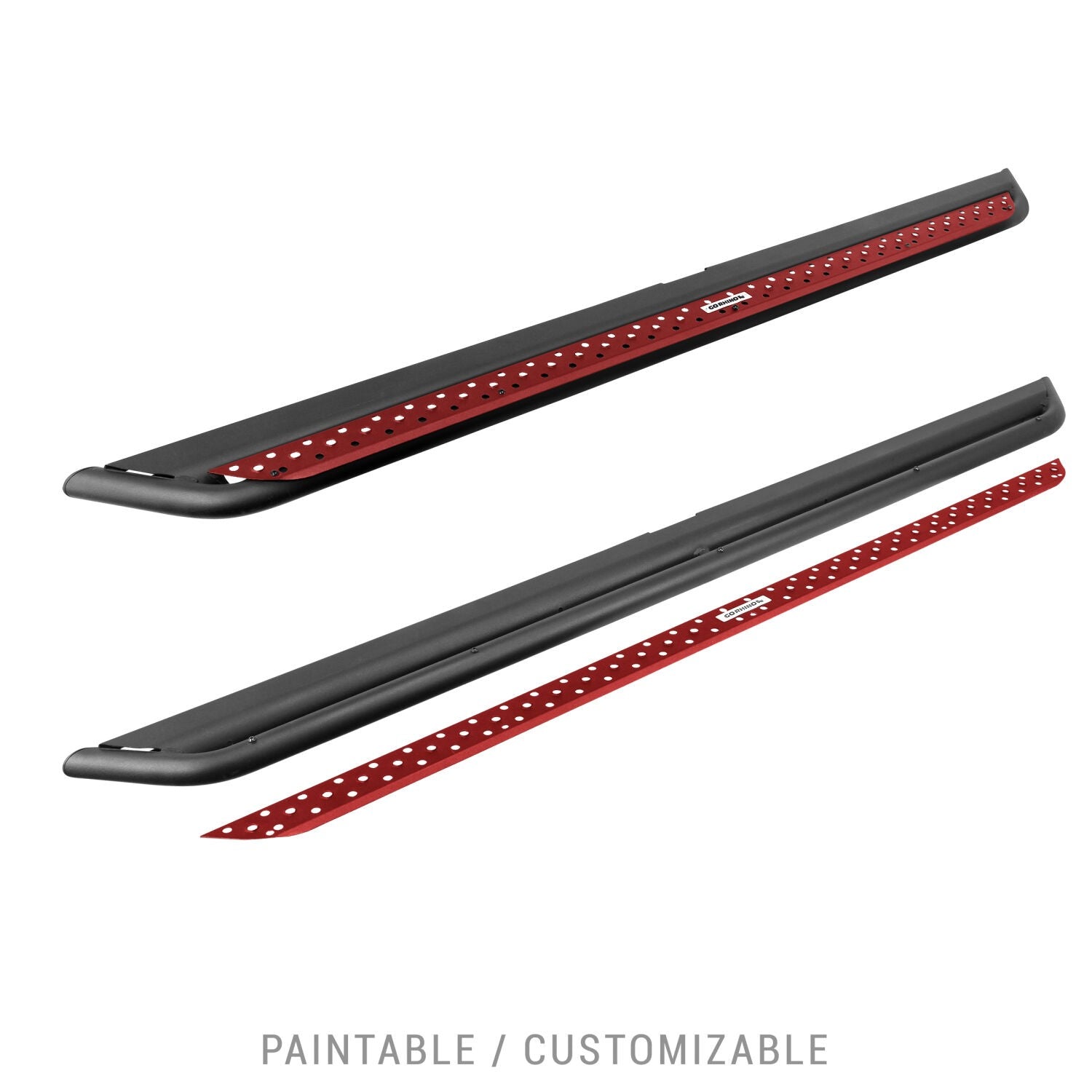 Dominator Xtreme D6 SideSteps Cab Length Body Mount Slider Design on the bottom surface With Frame Mounted Bracket Kit Textured Black 2018-2026 Jeep Wrangler Go Rhino