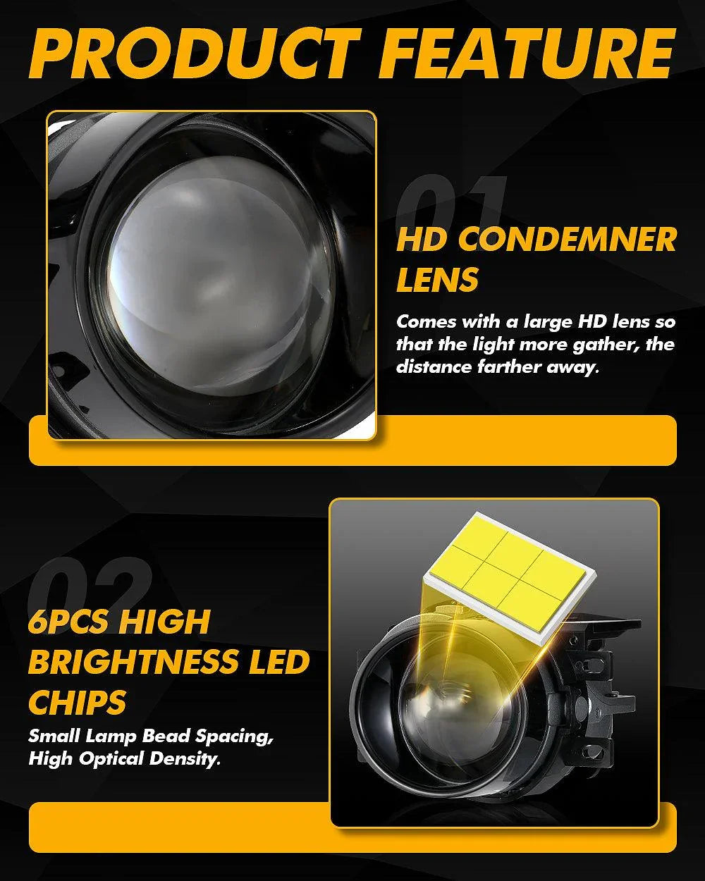 3 Inch 100W 6000K HD Lens Bi-LED Projector Lens Fog Light  for 2012-2022 Toyota Tacoma/ 2010-2022 Toyota 4Runner / 2014-2022 Toyota Tundra