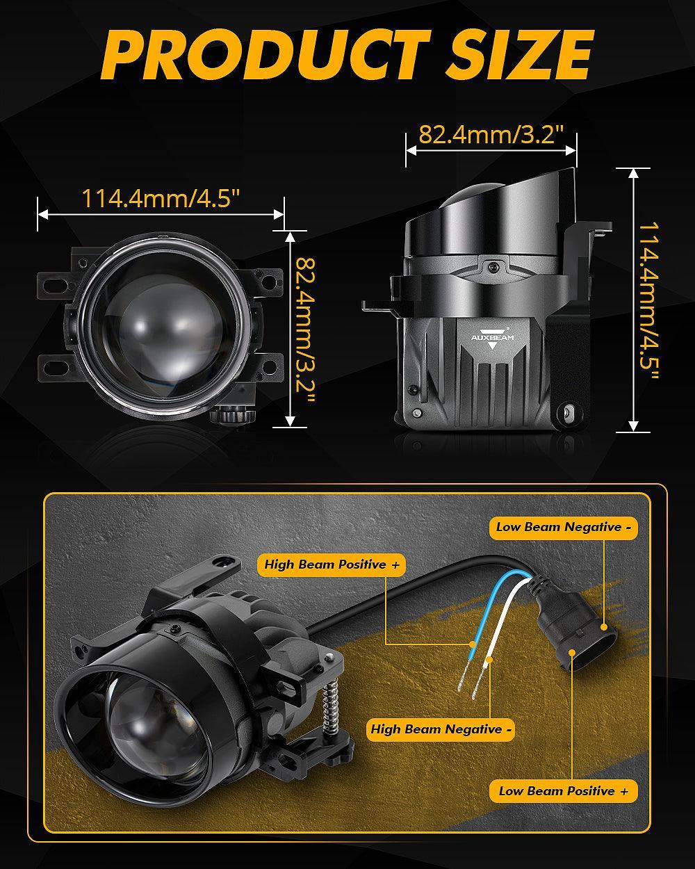 3 Inch 100W 6000K HD Lens Bi-LED Projector Lens Fog Light  for 2012-2022 Toyota Tacoma/ 2010-2022 Toyota 4Runner / 2014-2022 Toyota Tundra
