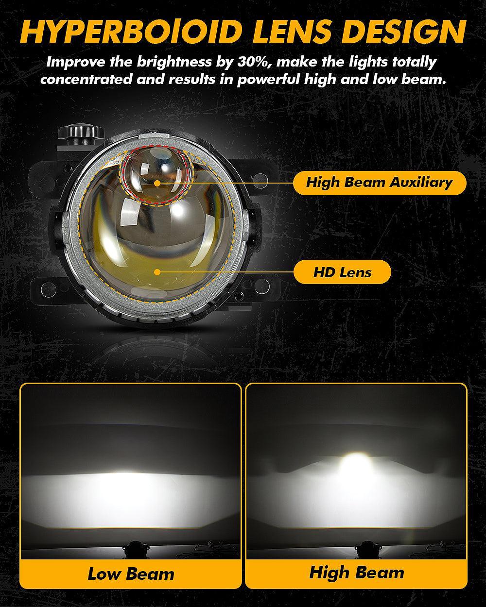 3 Inch 83W 6000K Hyperboloid Lens Bi-LED Projector Lens Fog Light for 2012-2022 Toyota Tacoma/ 2010-2022 Toyota 4Runner / 2014-2022 Toyota Tundra
