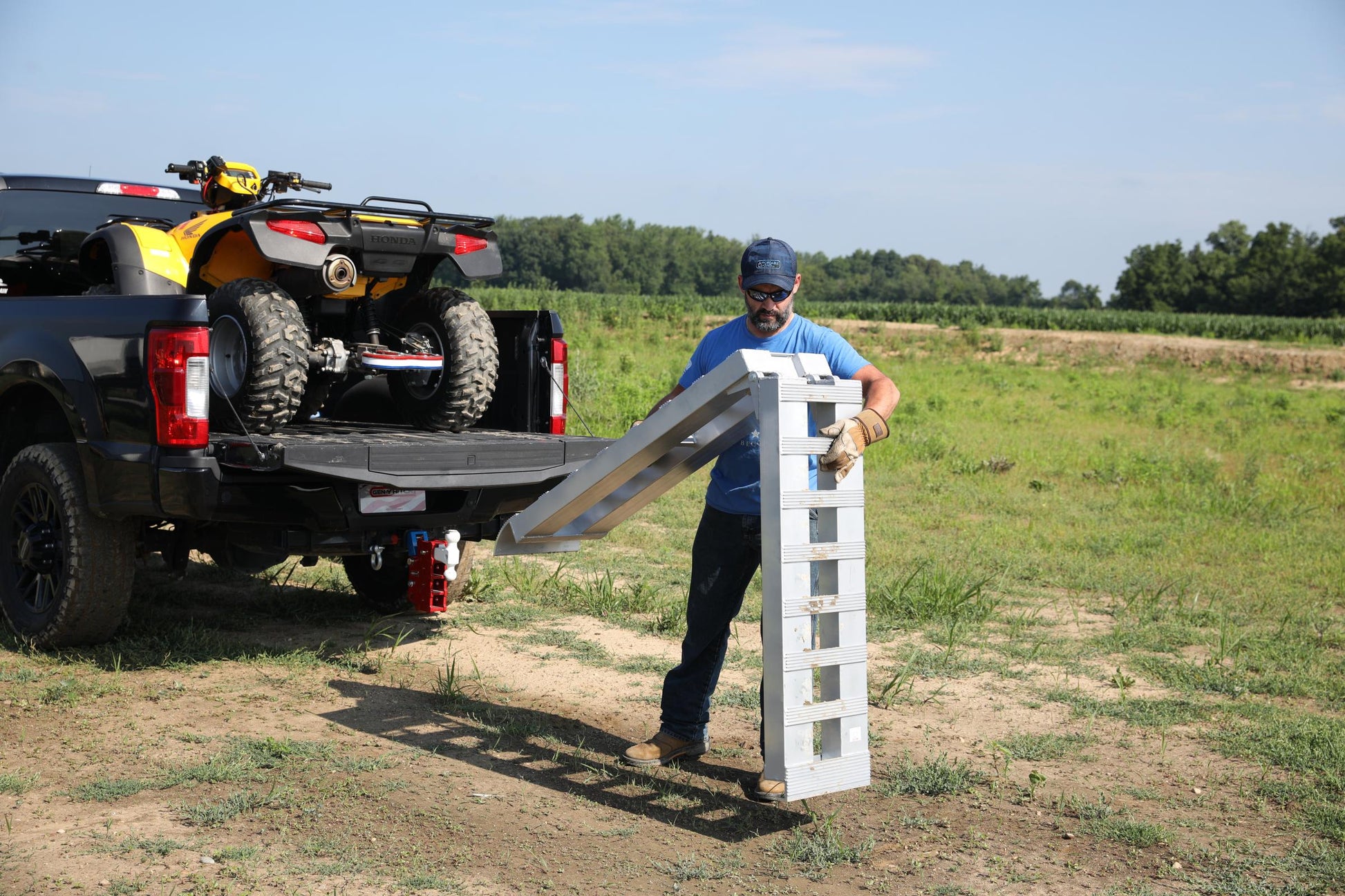 1 Pair Heavy Duty 8 foot Foldable Aluminum Loading Ramp 15 Inch x 96 Inch 3K Capacity Per Ramp Gen Y Hitch