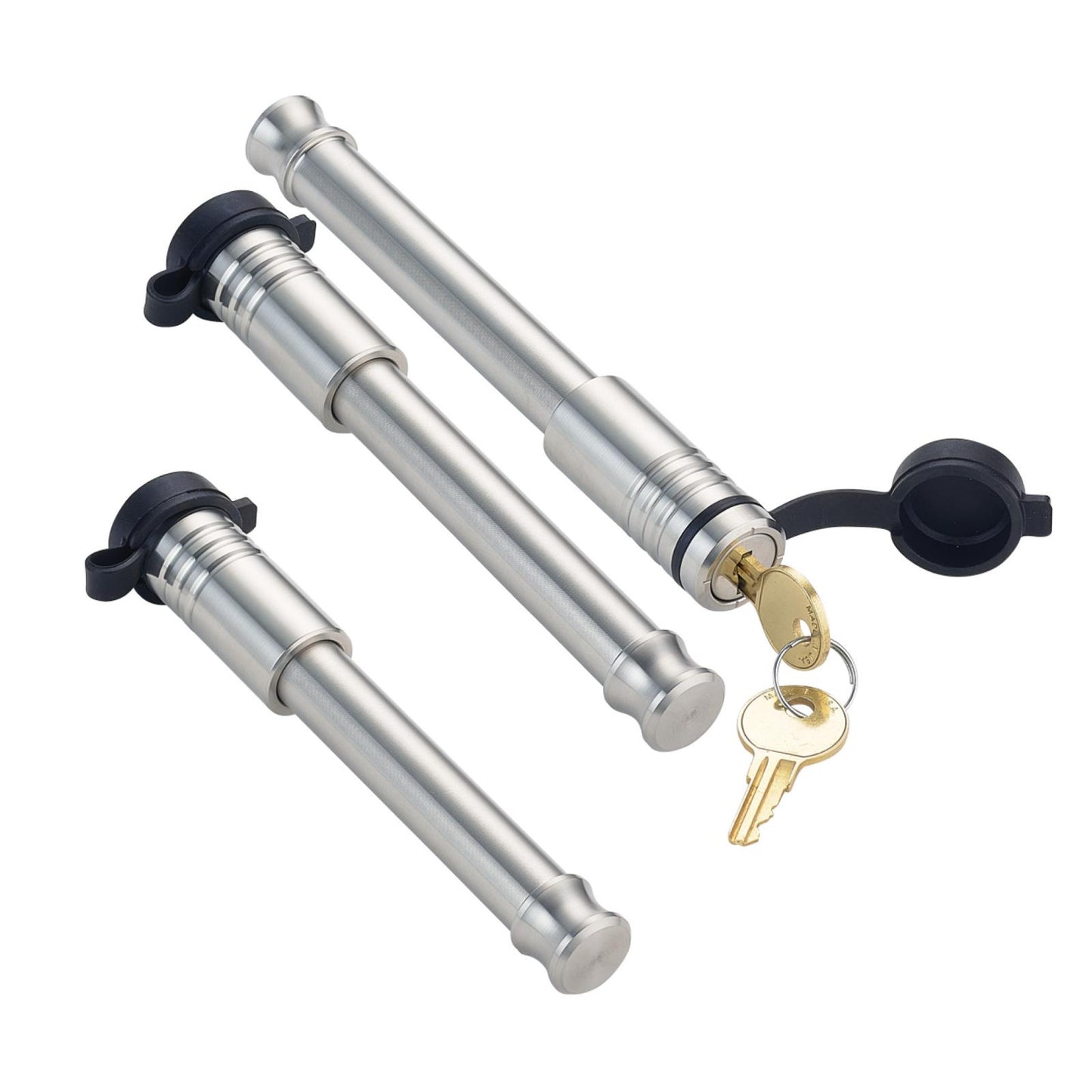 3 Pack Mixed (2) 5/8 Inch x 3-5/8 Inch Span Hitch Locks & (1) 5/8 Inch x 3-1/8 Inch Span 2.5 Inch Receiver Lock Fitment: Mega Duty 21K Gen Y Hitch