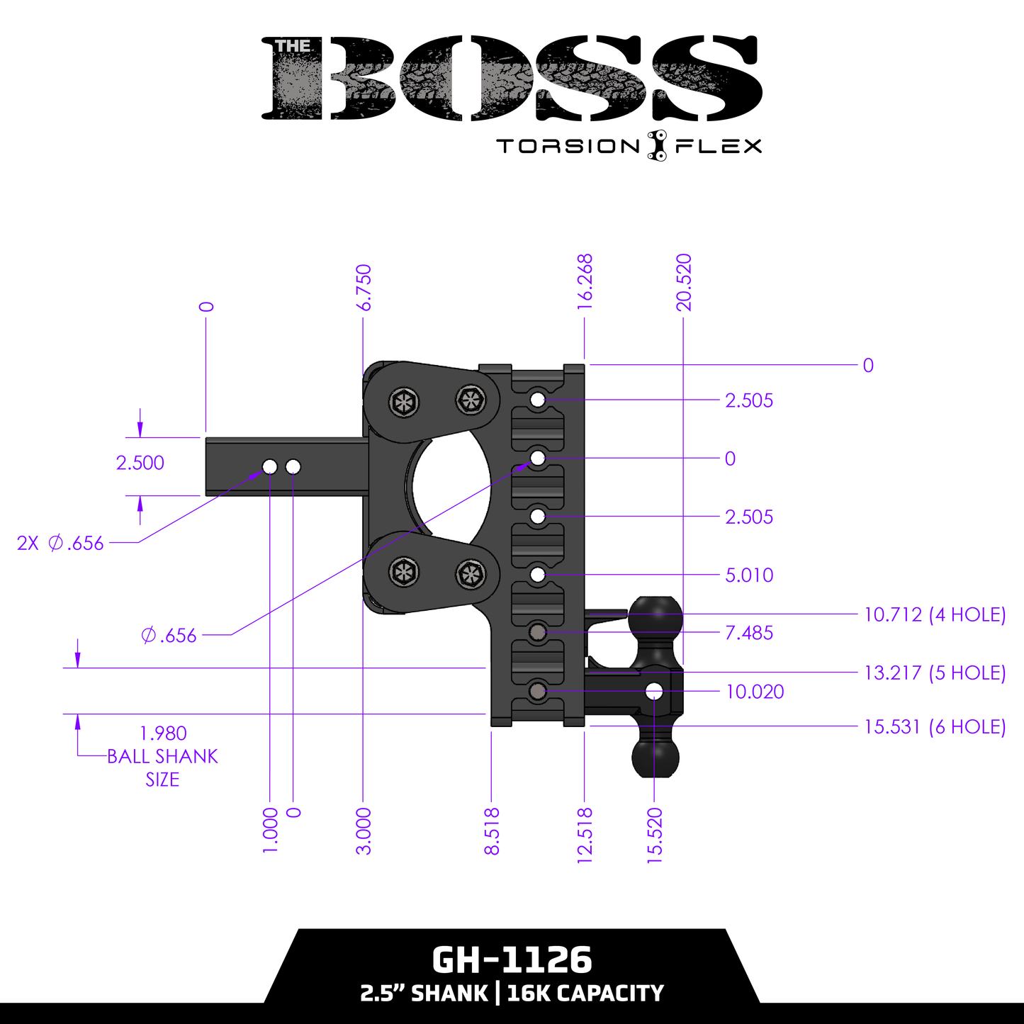 The BOSS 16K (Torsion-Flex) Drop Hitch (2" or 2 ½" Shank)