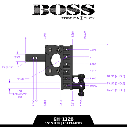 The BOSS 16K (Torsion-Flex) Drop Hitch (2" or 2 ½" Shank)