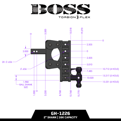 The BOSS 16K (Torsion-Flex) Drop Hitch (2" or 2 ½" Shank)