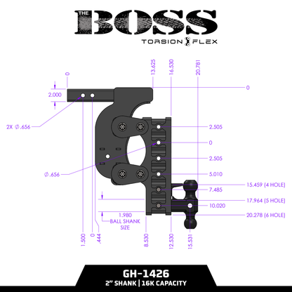 The BOSS 16K (Torsion-Flex) Drop Hitch (2" or 2 ½" Shank)