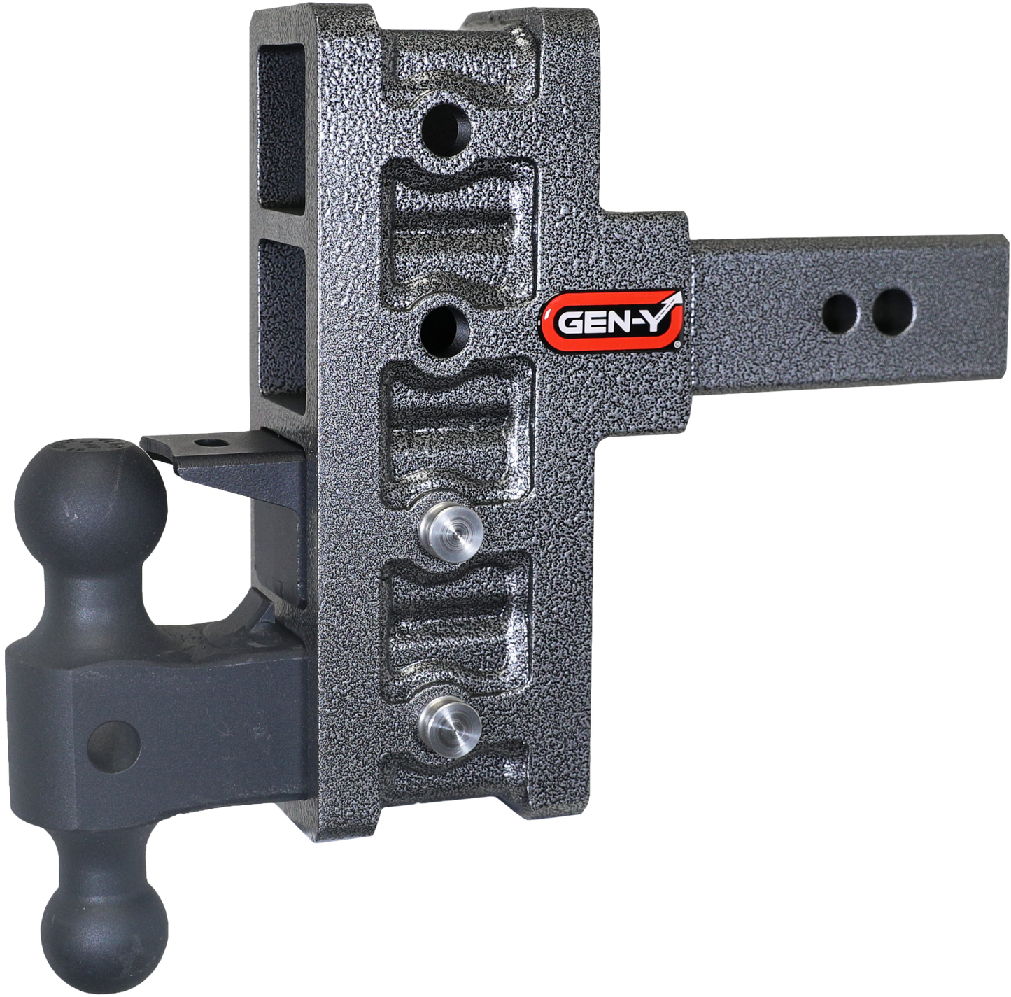 Mega Duty 2.5 Inch Offset Shank 3 Inch Rise, 6 Inch Drop 3.5K TW 32K Hitch & GH-0161 Dual-Ball & GH-0162 Pintle Lock Gen Y Hitch