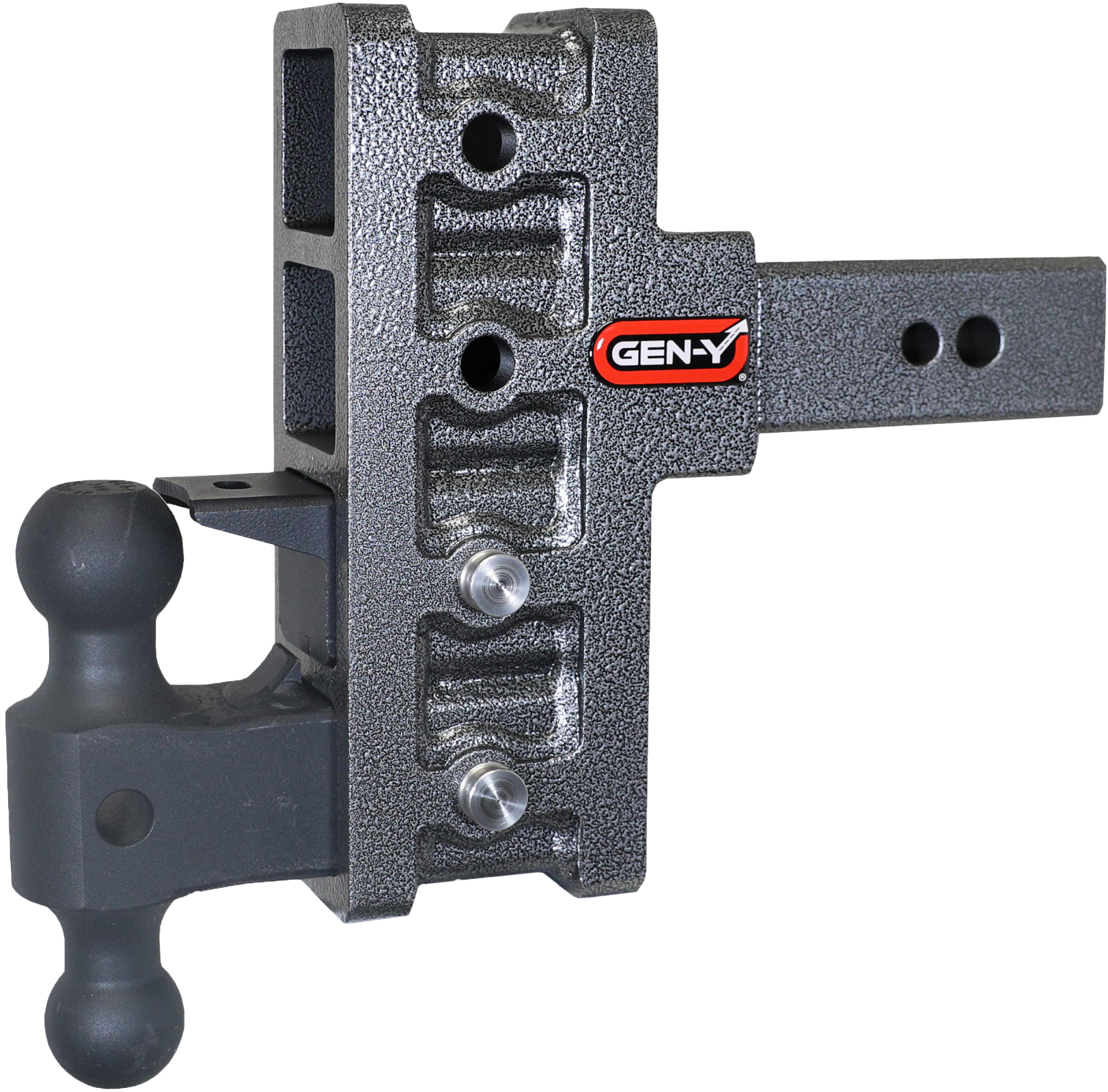 Mega Duty 2.5 Inch Offset Shank 3 Inch Rise, 6 Inch Drop 3.5K TW 32K Hitch & GH-0161 Dual-Ball & GH-0162 Pintle Lock Gen Y Hitch