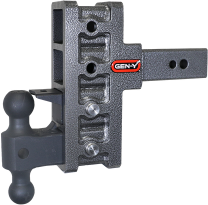 Mega Duty 2.5 Inch Offset Shank 3 Inch Rise, 6 Inch Drop 3.5K TW 32K Hitch & GH-0161 Dual-Ball & GH-0162 Pintle Lock Gen Y Hitch
