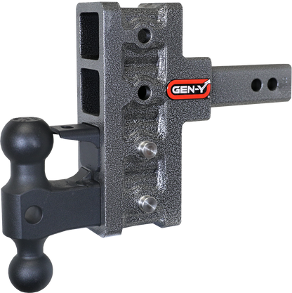 Mega Duty 2 Inch Offset Shank 2.5 Rise, 5 Inch Drop 2K TW 16K Hitch & GH-051 Dual-Ball & GH-032 Pintle Lock Gen Y Hitch