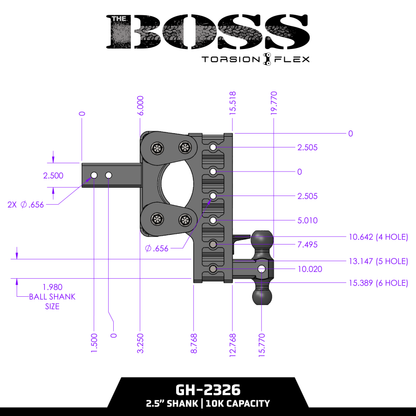 The BOSS 10K (Torsion-Flex) Drop Hitch (2″ or 2 ½″ Shank)