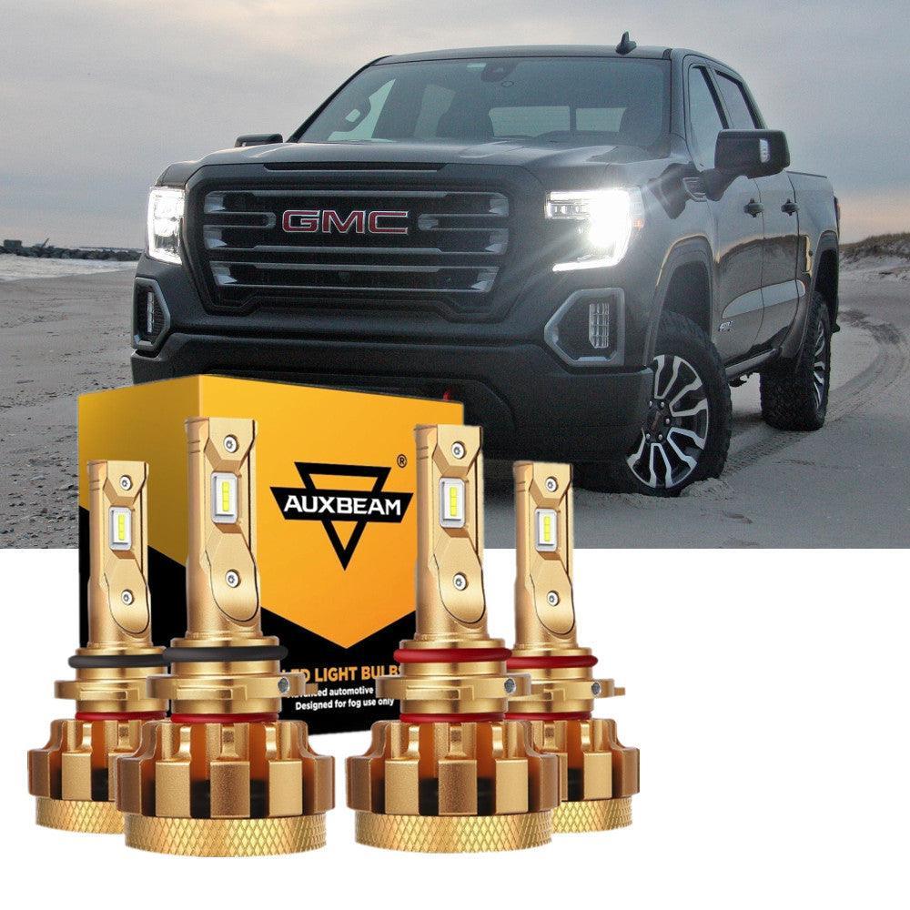 For 2002 GMC Sierra 1500 (Base HT SL SLE SLT WT) F-16 Plus Series Built-in Canbus Automotive Grade 14000LM LED Light Bulbs High Low Beam Bundle