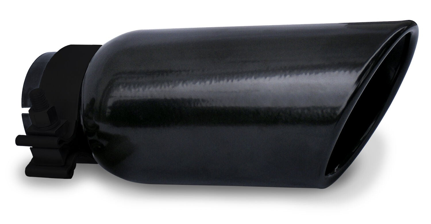 Black Powder Coated Stainless Steel Exhaust Tip 6 Inch Inlet Size: 2 1/4 Inch Outlet Size: 3.0 Inch Textured Black Go Rhino