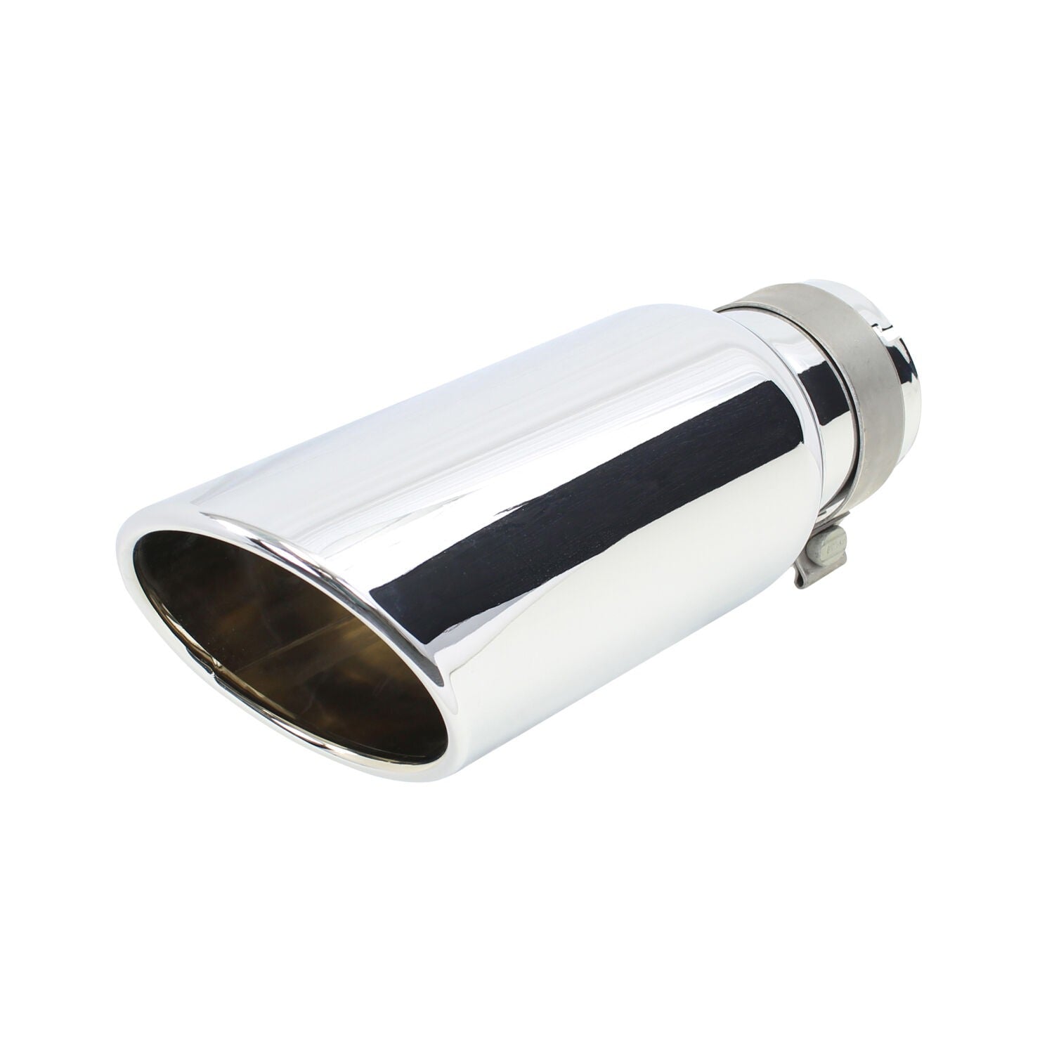 Stainless Steel Exhaust Tip 14 Inch Inlet Size: 3 1/2 Inch Outlet Size: 5.0 Inch Polished Stainless Steel Go Rhino