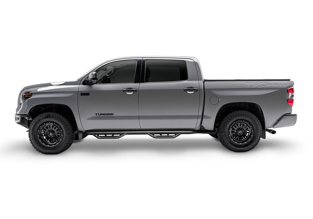 Podium Step LG Cab Length (2 Steps per Side) 3 Inch Main Tube Diameter 2007-2013 Chevy Silverado/GMC Sierra 1500/2007-2010 2500 HD/3500 HD Crew Cab Textured Black NFab