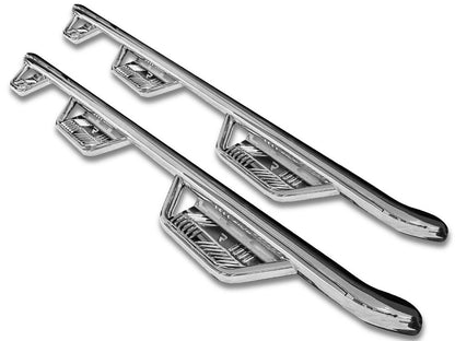 Podium Step SS Wheel-to-Wheel with Bed Access (3 Steps per Side) 3 Inch Main Tube Diameter 2010-2019 Ram 2500/3500 6 Foot 4 Inch Bed Crew Cab Polished Stainless NFab