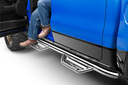 Podium Step SS Cab Length (2 Steps per Side) 3 Inch Main Tube Diameter 2019-2025 (New Body Style) Ram 1500 Crew Cab Polished Stainless NFab