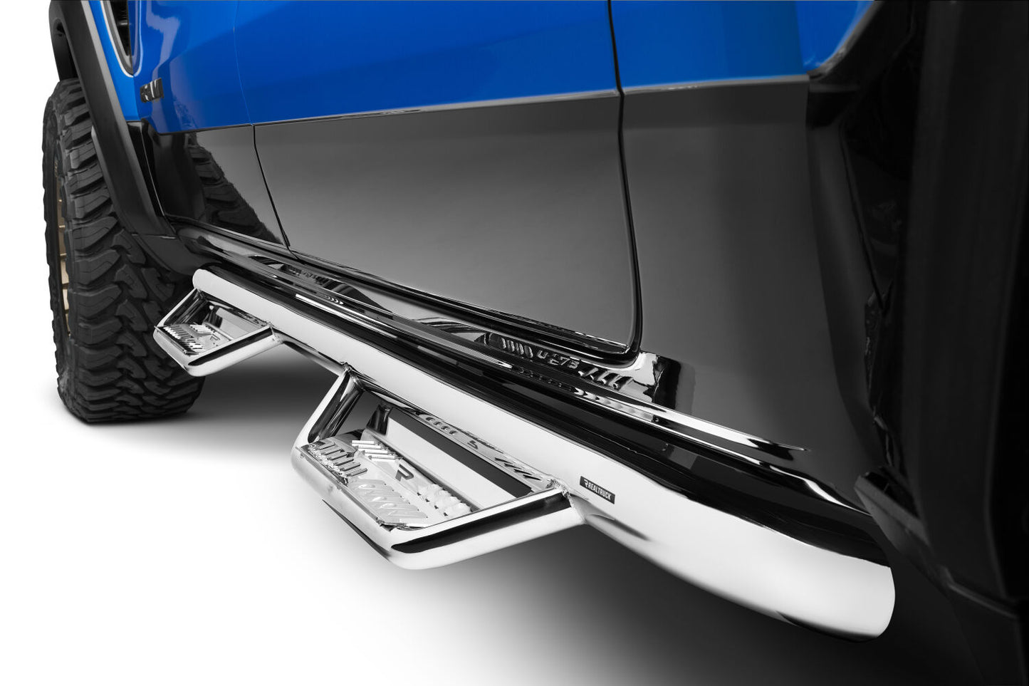 Podium Step SS Cab Length (2 Steps per Side) 3 Inch Main Tube Diameter 2019-2025 (New Body Style) Ram 1500 Crew Cab Polished Stainless NFab