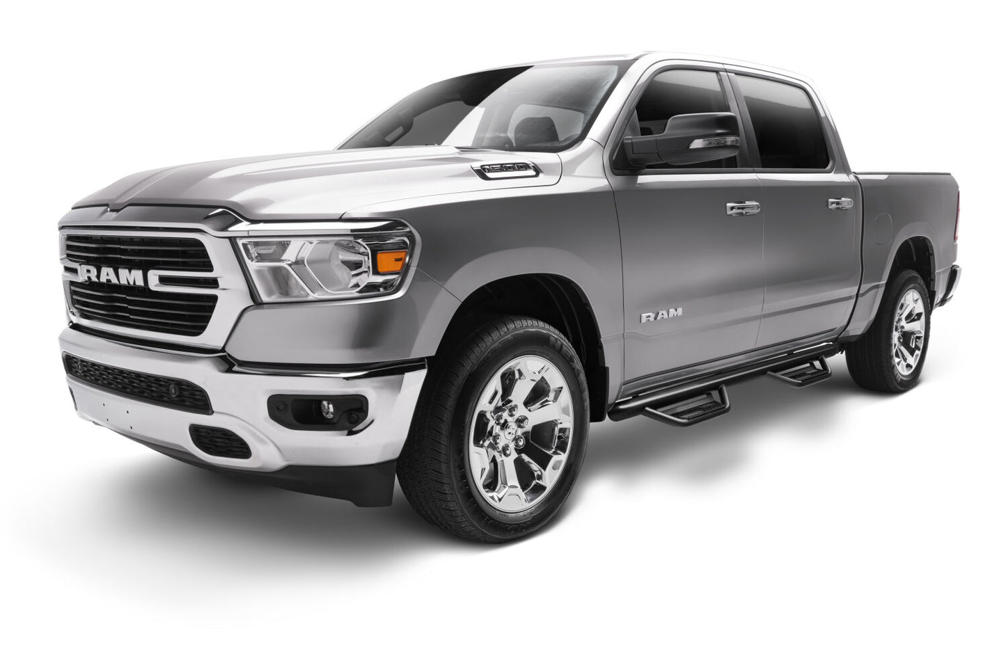 Podium Step LG Cab Length (2 Steps per Side) 3 Inch Main Tube Diameter 2019-2025 (New Body Style) Ram 1500 Crew Cab Textured Black NFab
