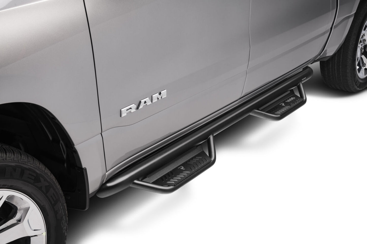 Podium Step LG Cab Length (2 Steps per Side) 3 Inch Main Tube Diameter 2019-2025 (New Body Style) Ram 1500 Crew Cab Textured Black NFab