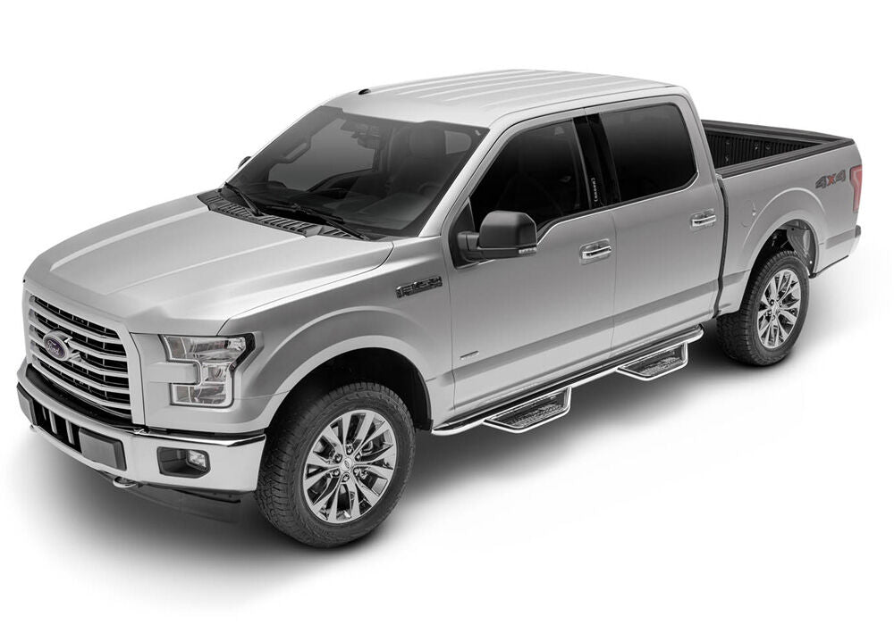 Podium Step SS Cab Length (2 Steps per Side) 3 Inch Main Tube Diameter 2015-2025 Ford F-150 -2017-2025 F-250/F-350/F-450, 2017-2025 Raptor SuperCrew Polished Stainless NFab