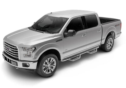 Podium Step SS Cab Length (2 Steps per Side) 3 Inch Main Tube Diameter 2015-2025 Ford F-150 -2017-2025 F-250/F-350/F-450, 2017-2025 Raptor SuperCrew Polished Stainless NFab