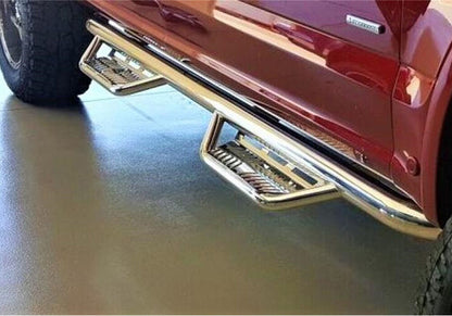 Podium Step SS Cab Length (2 Steps per Side) 3 Inch Main Tube Diameter 2022-2025 Toyota Tundra CrewMax Polished Stainless NFab