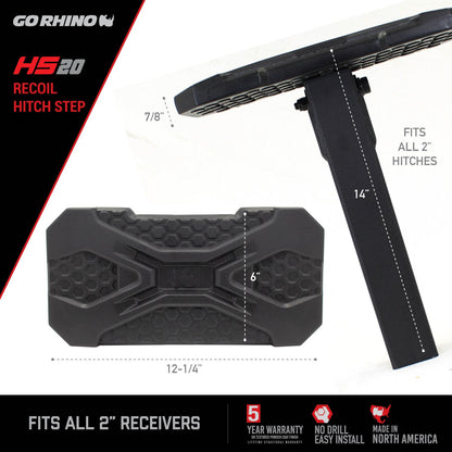 HS 20 Hitch Step Textured Black Go Rhino
