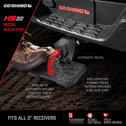 HS 20 Hitch Step Textured Black Go Rhino