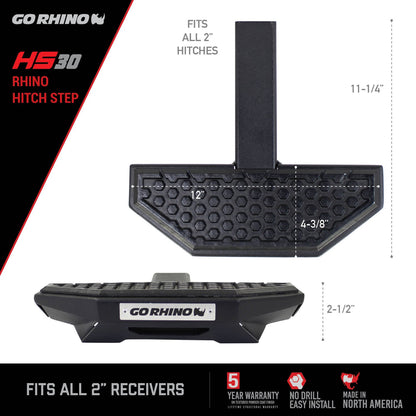 HS 30 Hitch Step Textured Black Go Rhino
