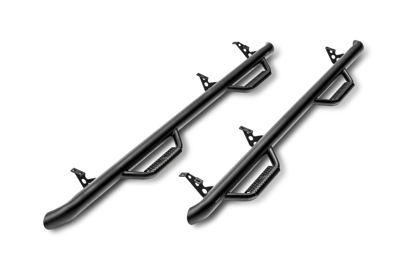 Nerf Step Bar Wheel-to-Wheel (2 Steps per Side) 3 Inch Main Tube Diameter 2007-2018 Jeep Wrangler JK 4-Door Textured Black NFab