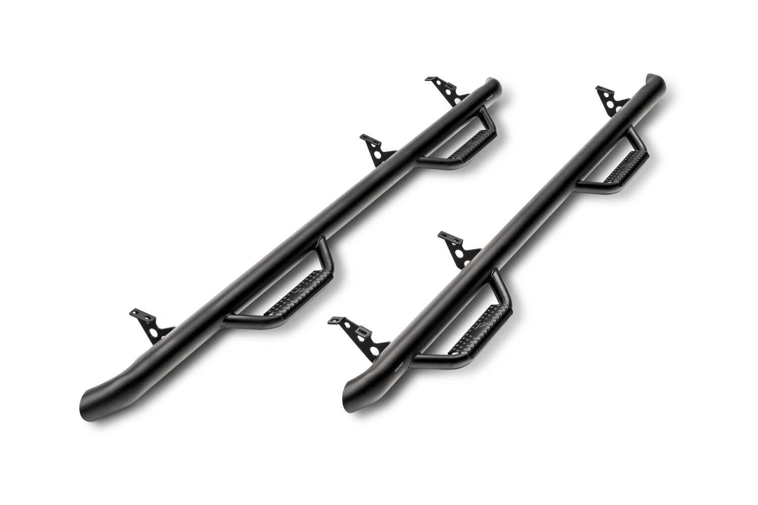 Nerf Step Bar Wheel-to-Wheel (2 Steps per Side) 3 Inch Main Tube Diameter 2007-2018 Jeep Wrangler JK 4-Door Textured Black NFab