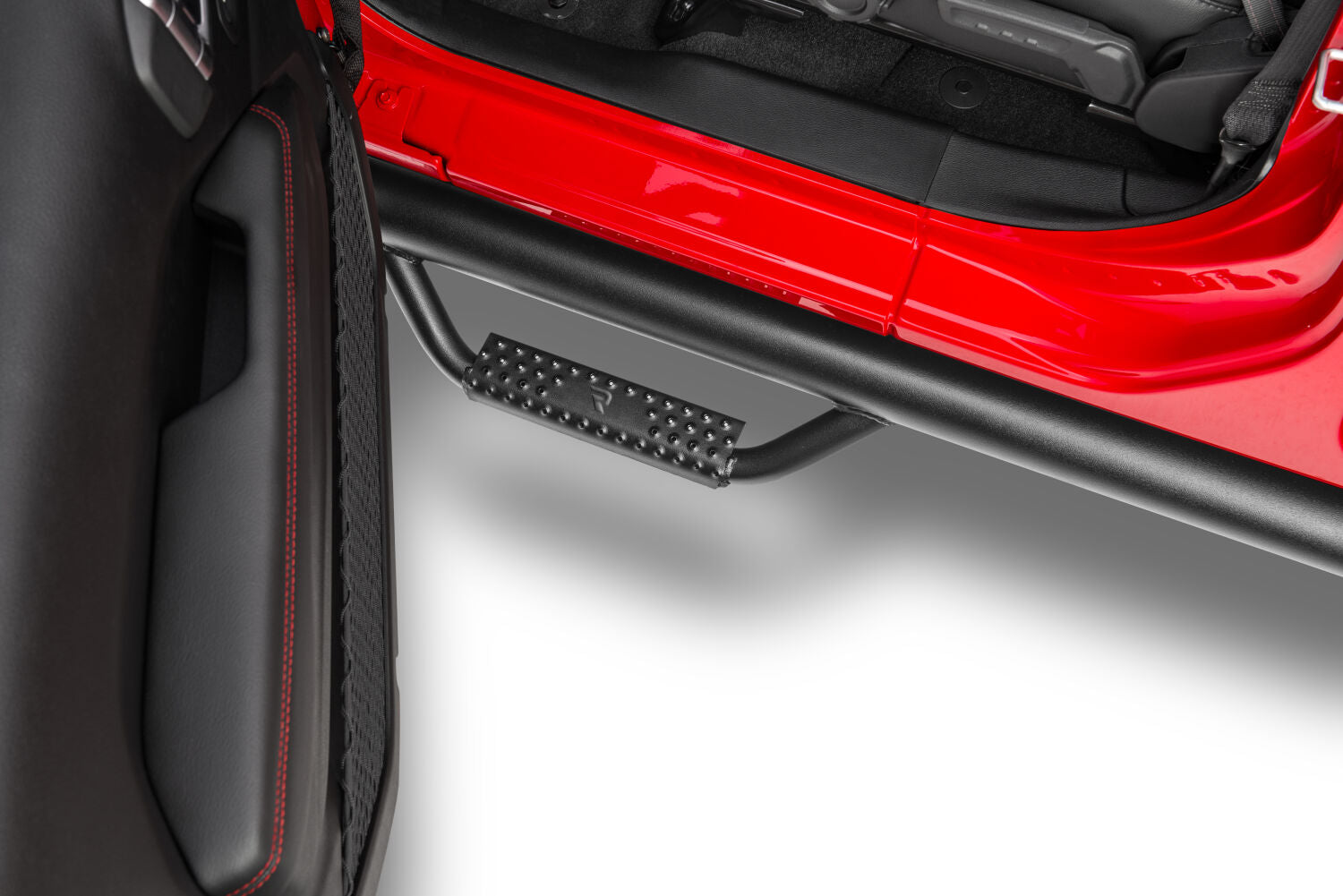 Nerf Step Bar Wheel-to-Wheel (2 Steps per Side) 3 Inch Main Tube Diameter 2007-2018 Jeep Wrangler JK 4-Door Textured Black NFab