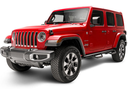 Nerf Step Bar Wheel-to-Wheel (2 Steps per Side) 3 Inch Main Tube Diameter 2018-2026 Jeep Wrangler JL 4-Door Textured Black NFab