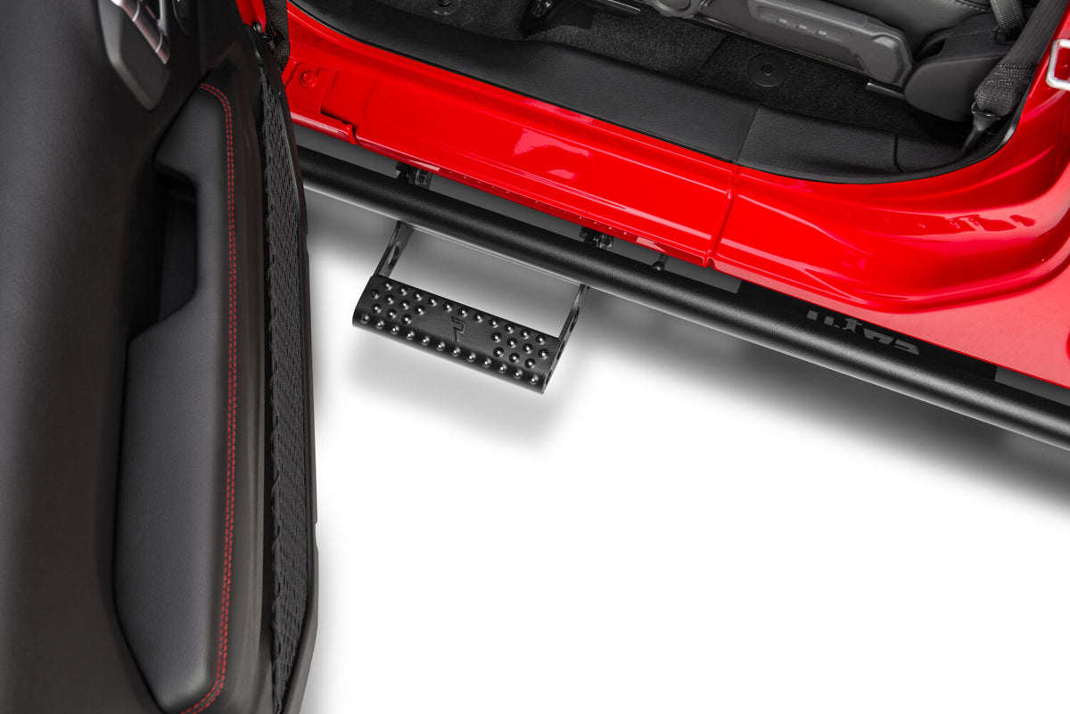 RKR Step System Full Length (1 Step Mount/1 Step per Side) 1.75 Inch Rails 2020-2025 Jeep Gladiator JT 4-Door Textured Black NFab