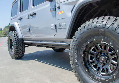 RKR Rock Rails Cab Length (2 Steps per Side) 2020-2025 Jeep Gladiator JT 4-Door Textured Black NFab