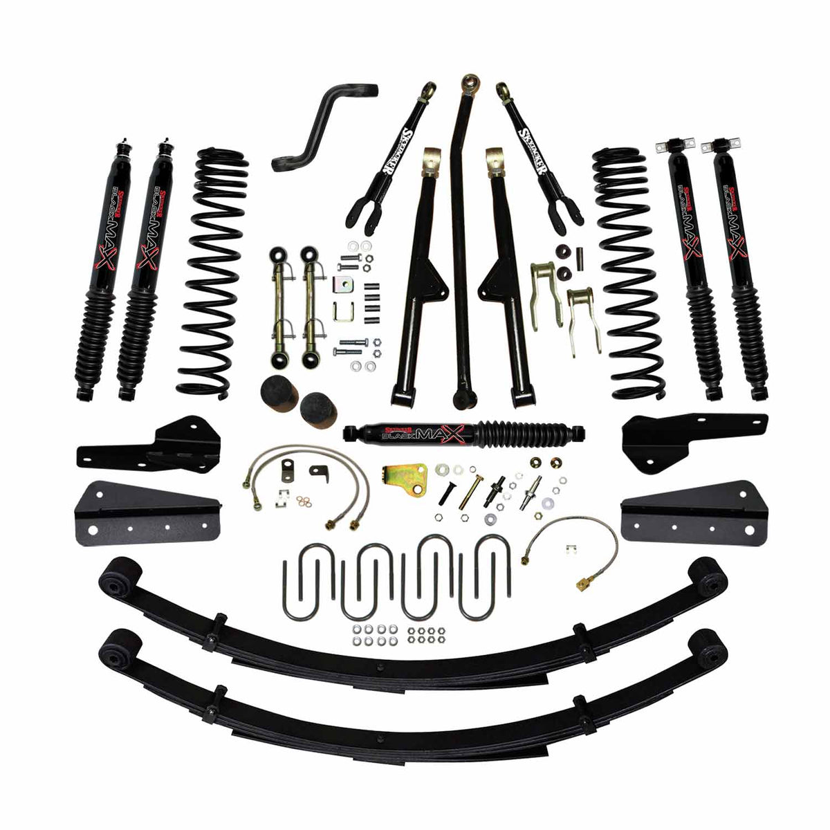 4.5 In Lift 84-01 Cherokee XJ W/Front DR/LT Coil Springs Pitman Arm Bump Stop Spacers Lower and Upper Adjust Control Arms