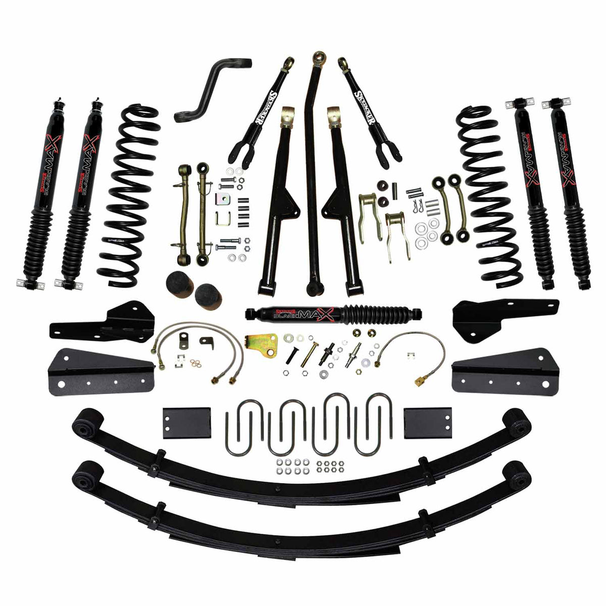 6 In Lift 84-01 Cherokee XJ Sys W/Front DR/LT Coil Springs Pitman Arm Bump Stop Spacers Lower and Upper Adjust Control Arms