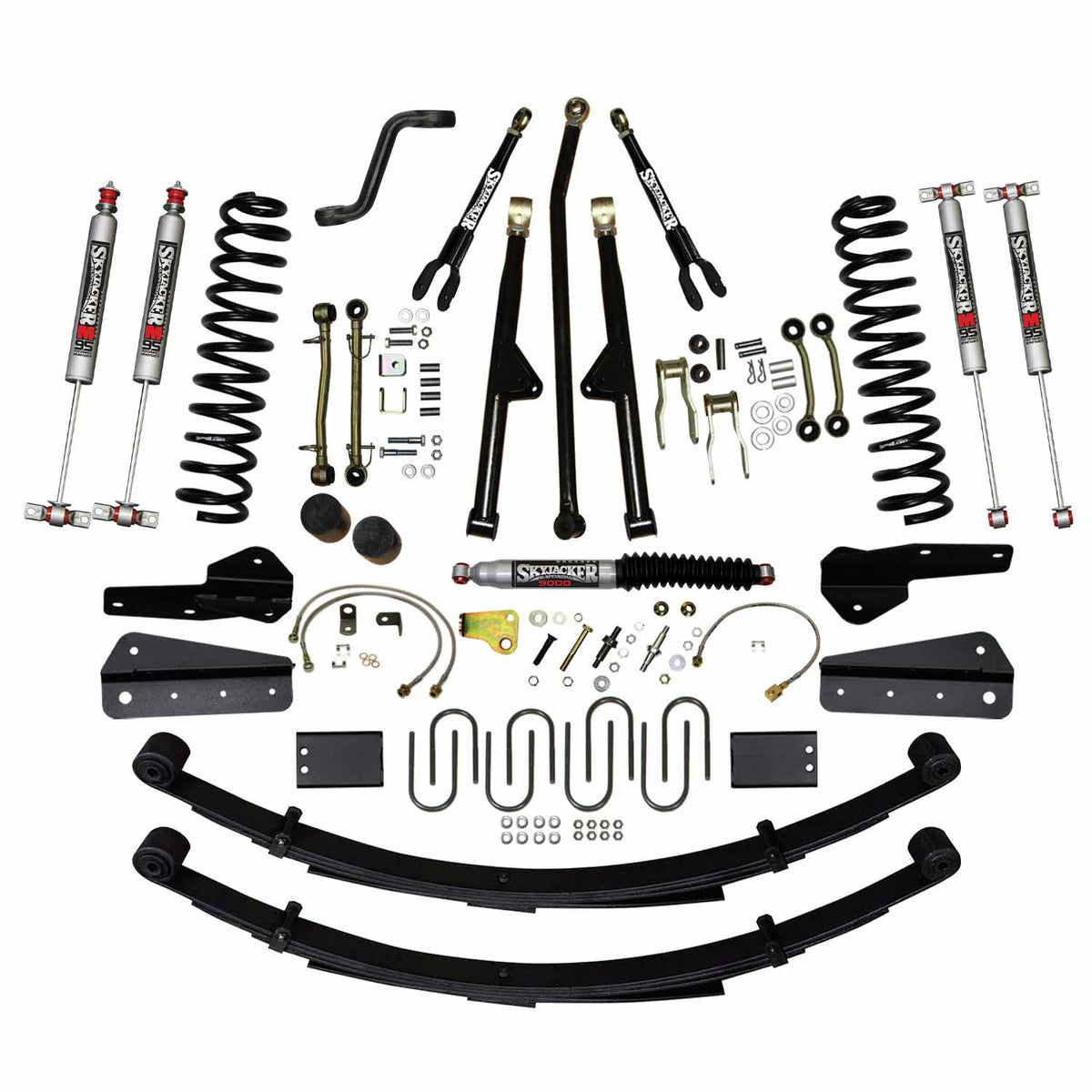 6 In Lift 84-01 Cherokee XJ Sys W/Front DR/LT Coil Springs Pitman Arm Bump Stop Spacers Lower and Upper Adjust Control Arms