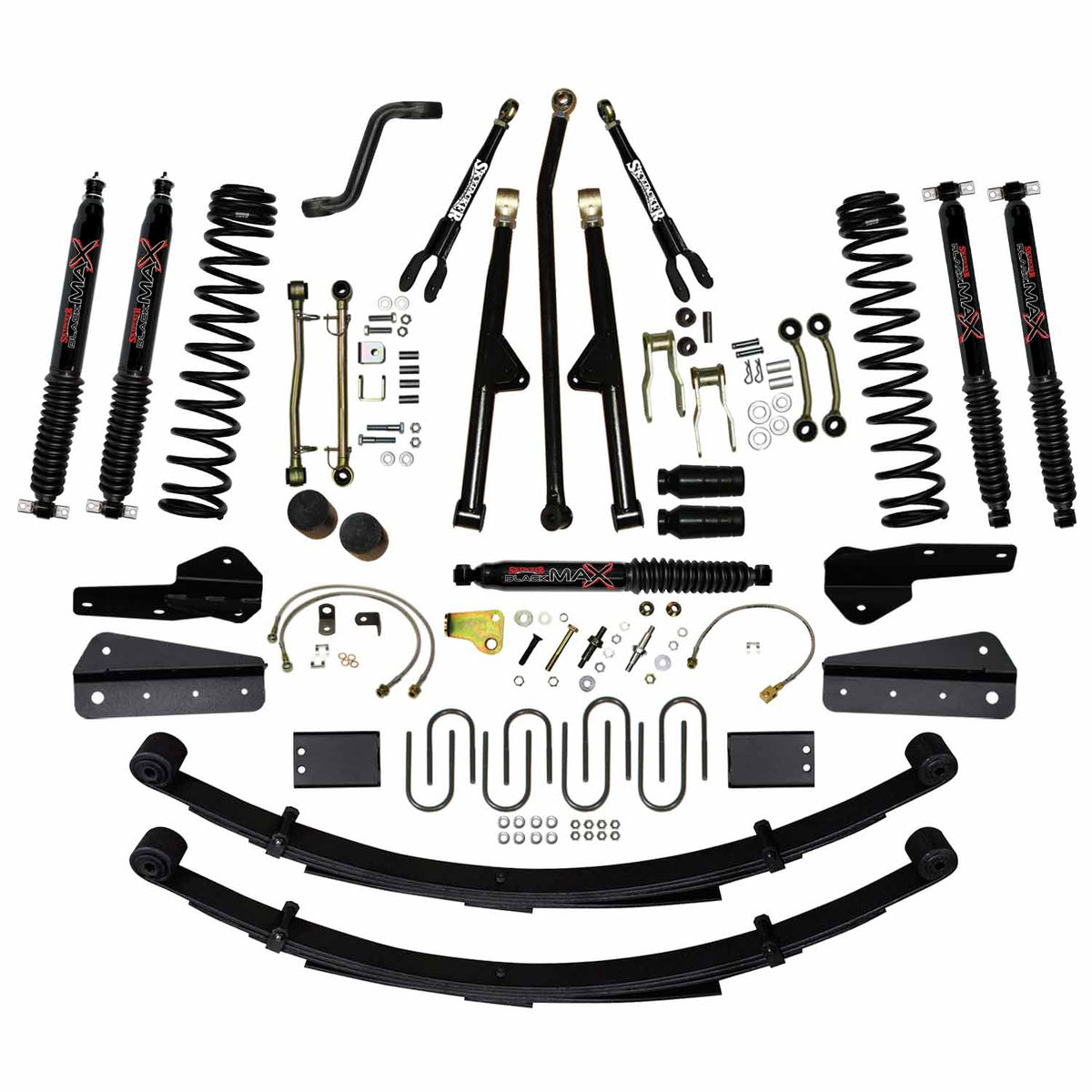 8 In Lift Sys 84-01 Cherokee XJ W/Front DR/LT Coil Springs Pitman Arm Bump Stop Spacers Lower and Upper Adjust Control Arms