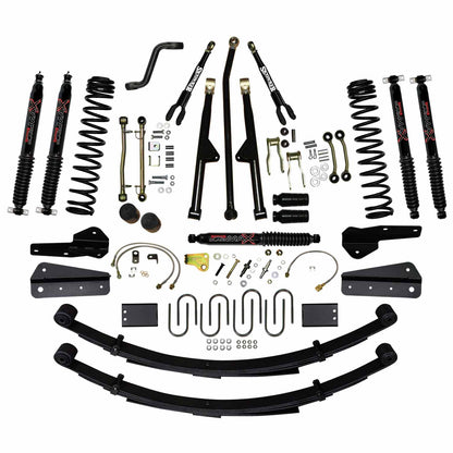 8 In Lift Sys 84-01 Cherokee XJ W/Front DR/LT Coil Springs Pitman Arm Bump Stop Spacers Lower and Upper Adjust Control Arms