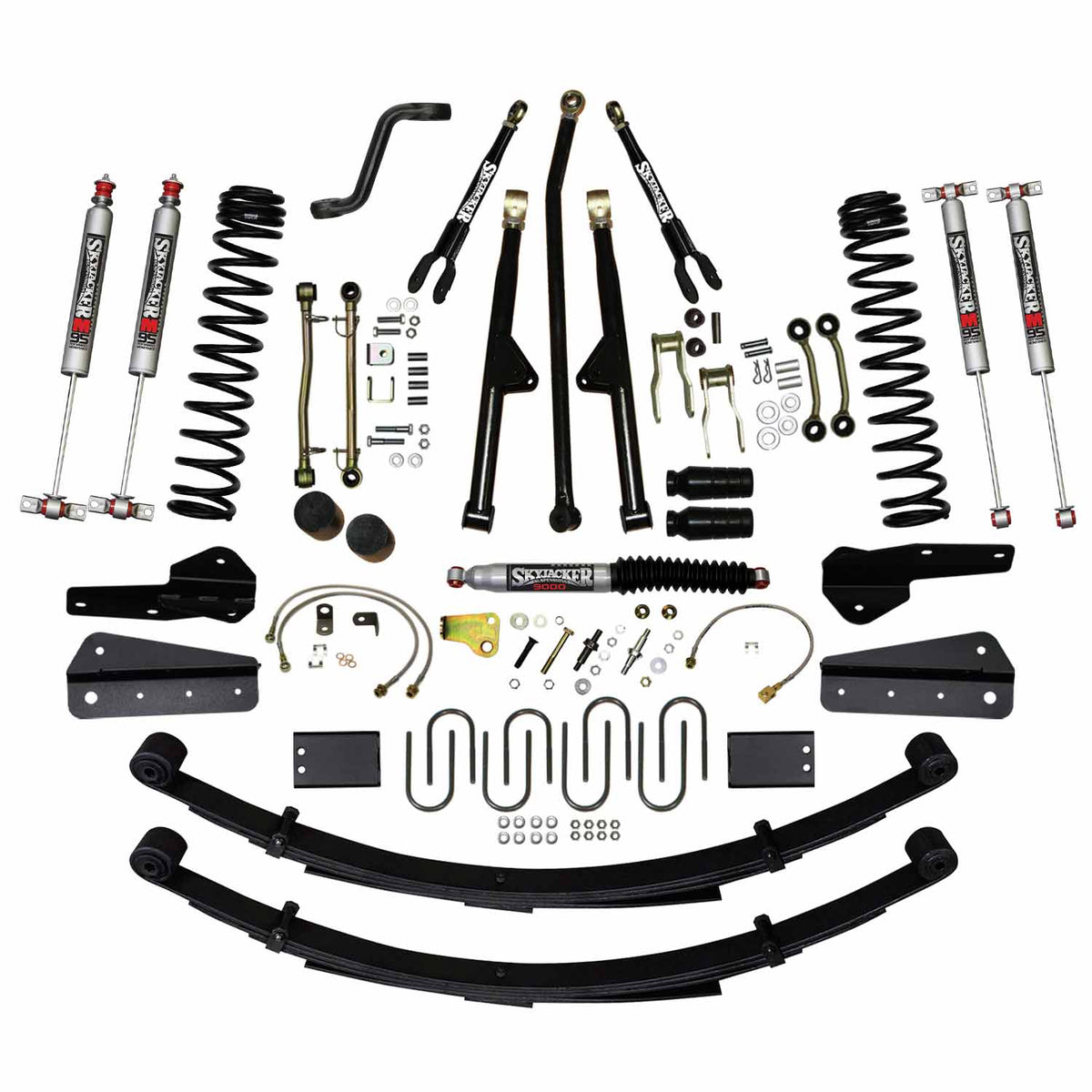 8 In Lift Sys 84-01 Cherokee XJ W/Front DR/LT Coil Springs Pitman Arm Bump Stop Spacers Lower and Upper Adjust Control Arms