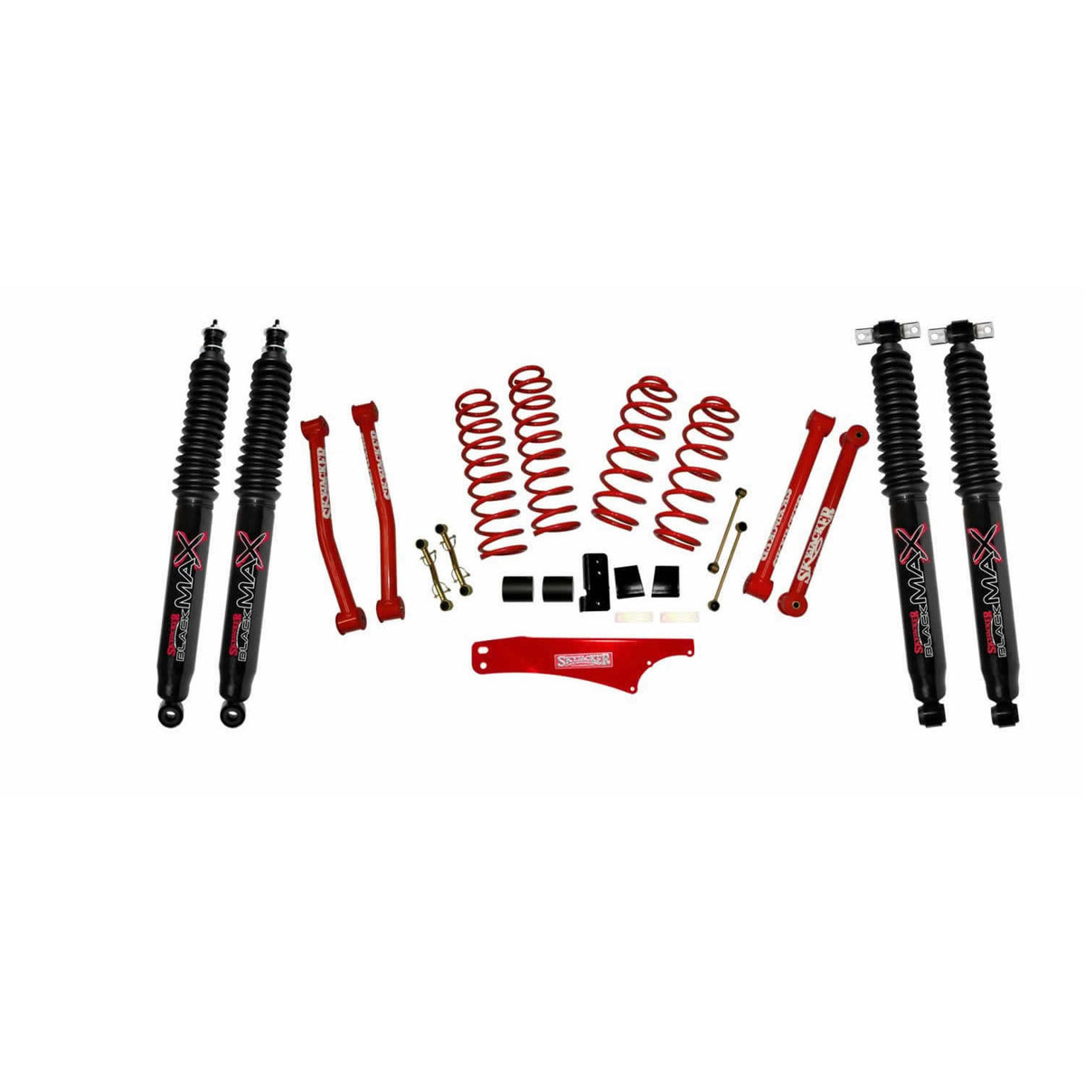 Suspension Lift Kit w/Shock 2.5-3.5 Inch Lift Incl. Rear Track Bar Brace Front And Rear Springs Classic Red Powder Coated Skyjacker