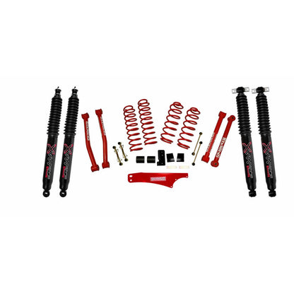 Suspension Lift Kit w/Shock 2.5-3.5 Inch Lift Incl. Rear Track Bar Brace Front And Rear Springs Classic Red Powder Coated Skyjacker